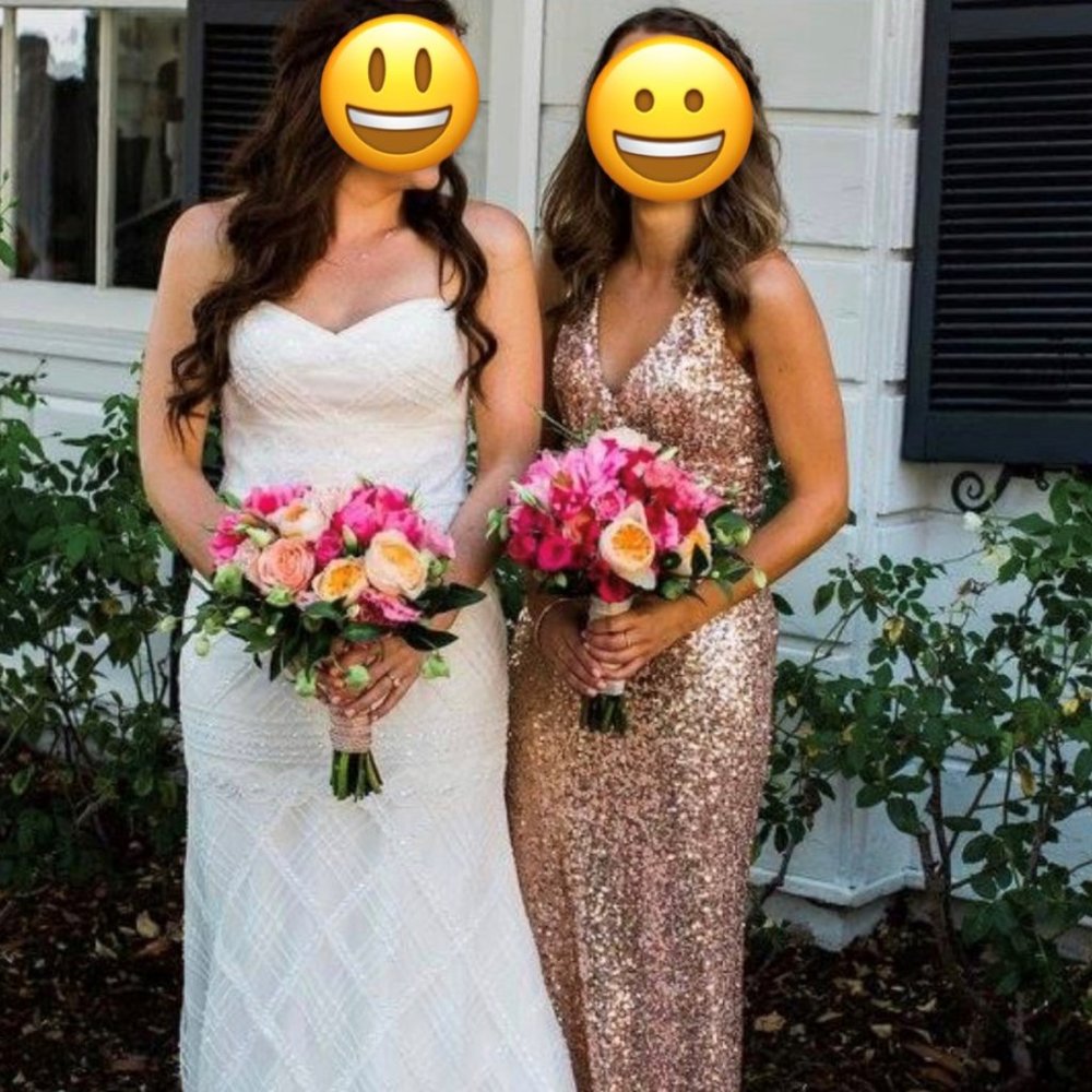 Belle by Badgely Mischka Rose Gold Sequin Gown Size 0